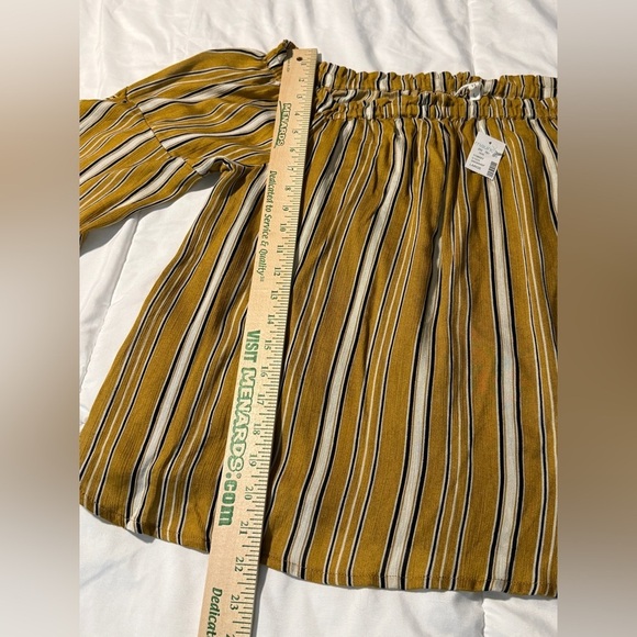 Maurices Womens sz L Top Yellow Stripe Scoop Neck 3/4 Bell Sleeve Blouse boho - Picture 13 of 16